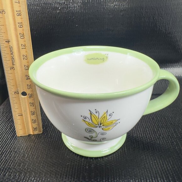 Starbucks Nurturing White Green Floral 10oz Coffee Cup Mug Set 2 Mugs Cups VTG - Picture 3 of 13